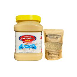 Bozkırlı Çavuşoğlu Kepeksiz Beyaz Tahin 930 gr +1000 gr Beyaz Kavrulmamış Çiğ Susam