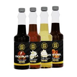 By Tüfekçi Avantajlı Şurup 4x750 ml Karamel-Beyaz Çikolata-Çikolata-Vanilya Deneme Seti