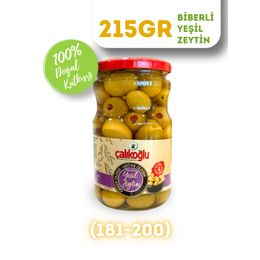 Çalıkoğlu 215 gr 181-200 Doğal Biberli Yeşil Zeytin