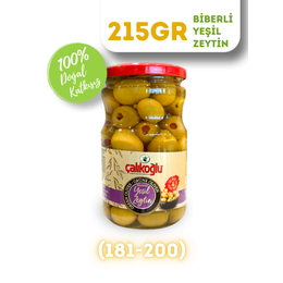 Çalıkoğlu 215 gr 181-200 Doğal Biberli Yeşil Zeytin