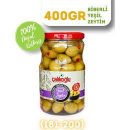 Çalıkoğlu 400 gr 181-200 Biberli Yeşil Zeytin