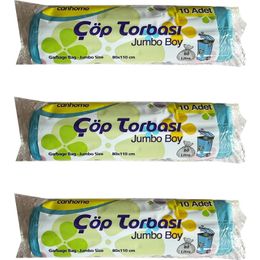Canhome 10 Adetlik 3 Rulo Jumbo Boy Mavi 210 gr 80x110 cm 80 lt Çöp Torbası Poşeti