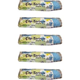 Canhome 10 Adetlik 5 Rulo Mavi Büyük Boy Battal 65x80 cm 30 lt Cop Poşeti