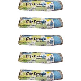 Canhome 10 Adetlik 5 Rulo Mavi Büyük Boy Battal 65x80 cm 30 lt Cop Poşeti