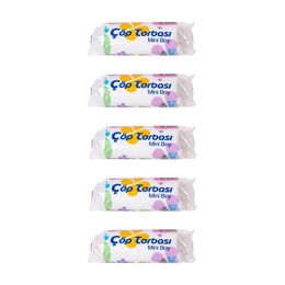 Canhome 40 Adetlik 5 Rulo Beyaz Mini Küçük Boy 40x50 cm 30 lt Çöp Poşeti