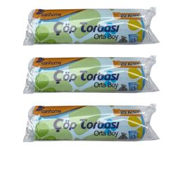 Canhome Mavi 20 Adetlik 3 Rulo Orta Boy 55x60 cm 30 lt Çöp Poşeti
