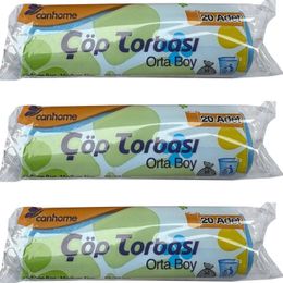 Canhome Mavi 20 Adetlik 3 Rulo Orta Boy 55x60 cm 30 lt Çöp Poşeti