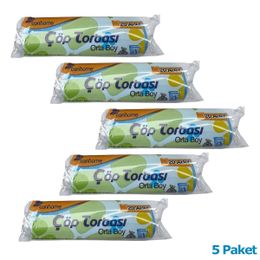 Canhome Mavi 20 Adetlik 5 Rulo Orta Boy 55x60 cm 30 lt Çöp Poşeti
