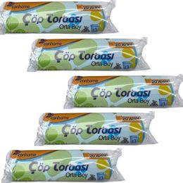 Canhome Mavi 20 Adetlik 5 Rulo Orta Boy 55x60 cm 30 lt Çöp Poşeti