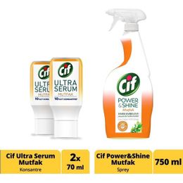 Cif 750 ml Power Shine Mutfak Sprey + 2x70 ml Ultra Serum Kapsül Mutfak Temizleyici