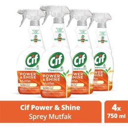 Cif Power Shine Cleanboost Sprey Temizleyici 4x750 ml Mutfak İçin Temizleyici ve Yağ Çözücü