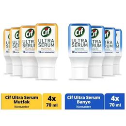 Cif Ultra Serum Kapsül Mutfak 4x70 ml ve Banyo 4x70 ml 10 Kat Konsantre Temizleyici