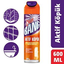 Cillit Bang 600 ml Aktif Köpük Geniş Yüzeylere Özel Duş ve Küvet Yağ ve Kireç Çözücü Sprey