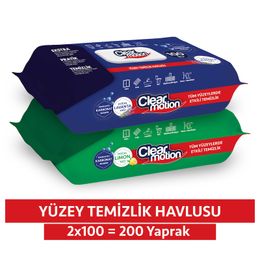 Clear Motion 2x100 200 Yaprak Yüzey Temizlik Havlusu