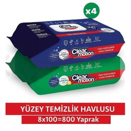 Clear Motion 8x100 800 Yaprak Yüzey Temizlik Havlusu