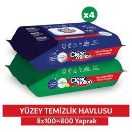 Clear Motion 8x100 800 Yaprak Yüzey Temizlik Havlusu