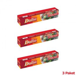 Dalia 3 Adet 45 cm 100 mt 8 Mikron Şeffaf Mutfak Rulo Streç Film