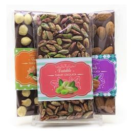 Dark Brown 3'lü 300 gr Antep Fıstığı - Fındık - Badem Sütlü Tablet Çikolata