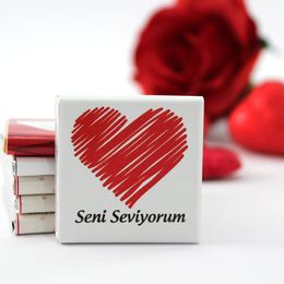 Dark Brown Chocolates & Confections 48 Adet Seni Seviyorum Yazılı Madlen Çikolata