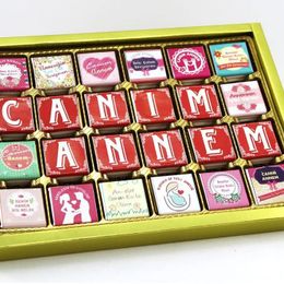 Dark Brown Chocolates & Confections 72 Adet Canım Annem Yazılı Özel Kutuda Madlen Çikolata