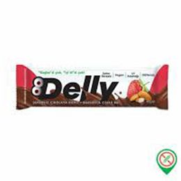 Delly 12x40 gr Şekersiz Çikolata Kaplı Bademli Çilekli Bar