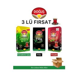 Doğuş 1 kg Karadeniz Çayı + 1 kg Filiz Çayı + 1 kg Tiryaki Çayı