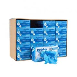 Dolphin 20x100'lü L Tek Kullanımlık Lateks Mavi Pudrasız Nitril Muayene Eldiveni