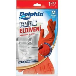 Dolphin Kırmızı Orta Boy Medium 8-8,5 3 Paket Lateks Bulaşık Temizlik Eldiveni