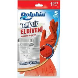 Dolphin Kırmızı Small Boy Küçük 7-7,5 3 Paket Lateks Bulaşık Temizlik Eldiveni