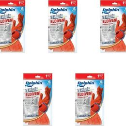 Dolphin Kırmızı Small Boy Küçük 7-7,5 5 Paket Lateks Bulaşık Temizlik Eldiveni