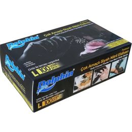 Dolphin L 100'lü Çok Amaçlı Pudrasız Siyah Nitril Eldiven