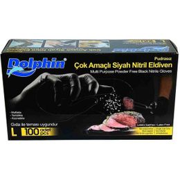 Dolphin L 3x100'lü Tek Kullanımlık Lateks Siyah Pudrasız Nitril Muayne Eldiveni