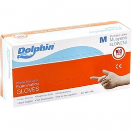 Dolphin M 100 Adet Pudrasız Lateks Muayene Eldiveni