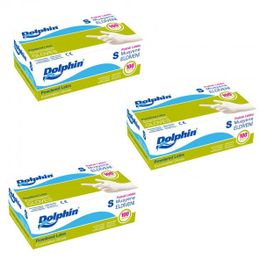 Dolphin Tek Kullanımlık Lateks 100 Adetlik 3 Paket Beyaz Pudralı Small Muayne Eldiveni