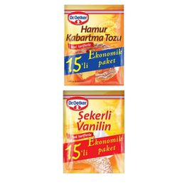 Dr. Oetker 15'li Şekerli Vanilin + 15'li Hamur Kabartma Tozu