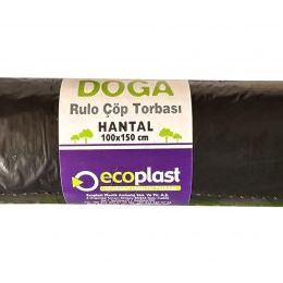 Ecoplast 240 lt 100x150 cm 600 gr 10 Adetlik 1 Rulo Siyah Hantal Konteyner Çöp Torbası