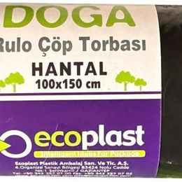 Ecoplast 240 lt 100x150 cm 600 gr 10 Adetlik 1 Rulo Siyah Hantal Konteyner Çöp Torbası