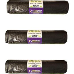 Ecoplast 240 lt 100x150 cm 600 gr 10 Adetlik 3 Rulo Siyah Hantal Konteyner Çöp Torbası