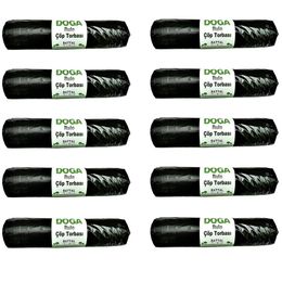 Ecoplast 300 gr 75x90 cm 10 Adetlik 10 Rulo Battal Boy Siyah Çöp Torbası Poşeti