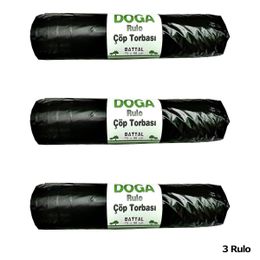 Ecoplast 300 gr 75x90 cm 10 Adetlik 3 Rulo Battal Boy Siyah Çöp Torbası Poşeti