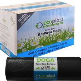 Ecoplast 400 gr 90 lt 80x110 cm 10 Adetlik 20 Rulo Battal Boy Çöp Torbası Poşeti