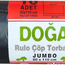 Ecoplast 500 gr 90 lt 80x110 cm 10 Adetlik Rulo Battal Boy Çöp Torbası