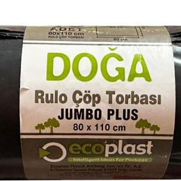Ecoplast 700 gr 90 L 80x110 cm 10 Adetlik Rulo Jumbo Boy Siyah Çöp Torbası Poşeti