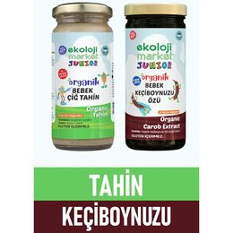 Ekoloji Market 230 gr Organik Çiğ Tahin + 290 gr Organik Keçiboynuzu Özü