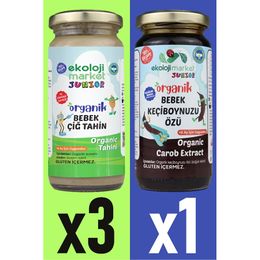 Ekoloji Market 3x230 gr Organik Çiğ Tahin + 290 gr Organik Keçiboynuzu Özü