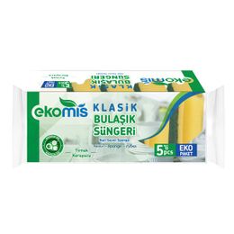 Ekomis 1312214 5'li Klasik Yeşil Düz Sünger