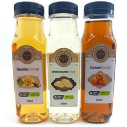Esperado Şekersiz 250 ml Beyaz Çikolata Şurubu + 250 ml Vanilya Şurubu + 250 ml Karamel Şurubu