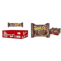 Eti 12x100 gr Burçak Sütlü Kakaolu Kremalı Yulaflı Bisküvi + 24x35 gr Topkek Fındıklı Kakaolu Kek