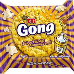Eti 18x34 gr Gong Bal ve Hardal Aroma Çeşnili Mısır ve Pirinç Patlağı