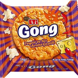 Eti 18x34 gr Gong Peynir ve Acı Aroma Çeşnili Mısır ve Pirinç Patlağı